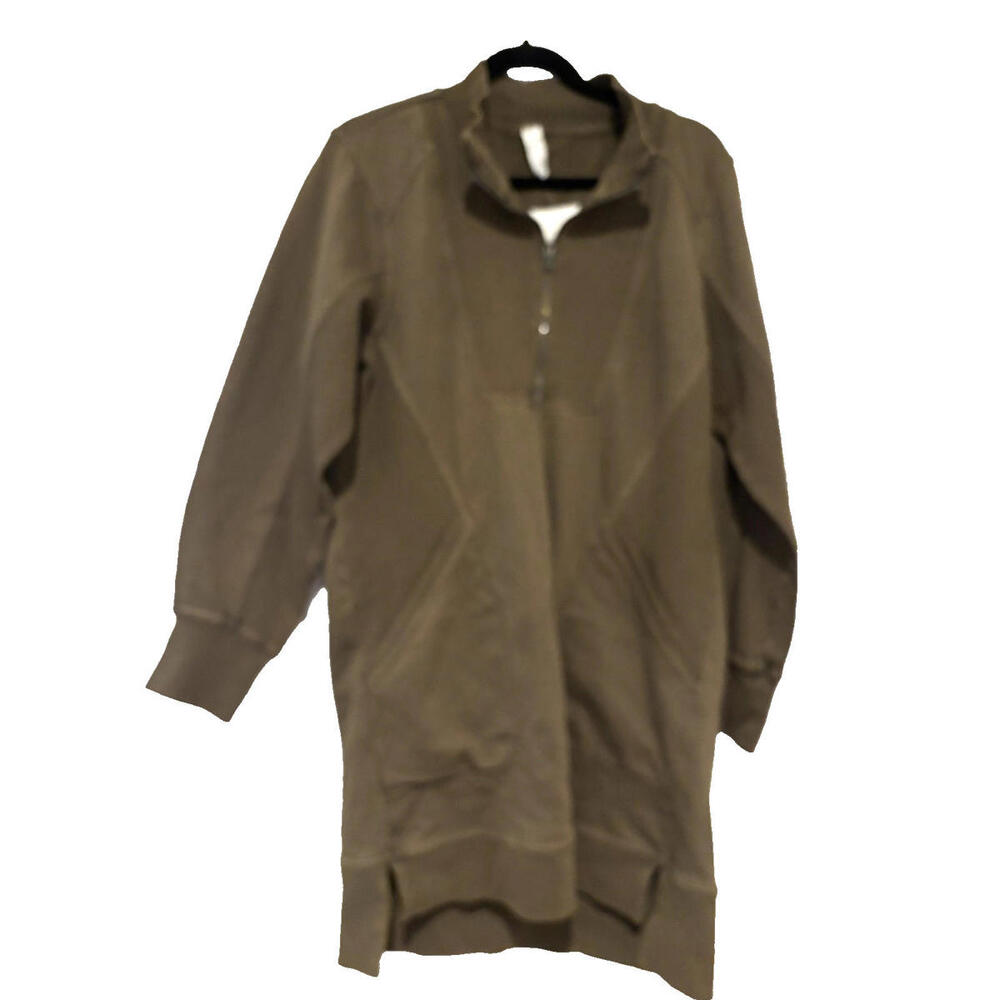 anthropology sweatshirt material dress olive color size small new with tags